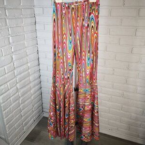 Spirit Halloween Ladies Multi Colored Retro 70's Wide Flare Bell Bottom Pants